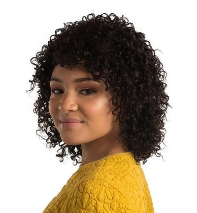 African lady wearing her twala human hair wig