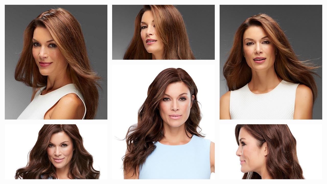 Various women with hair loss wearing different 18 Inch Top Style Human Hair Toppers by Jion Renau