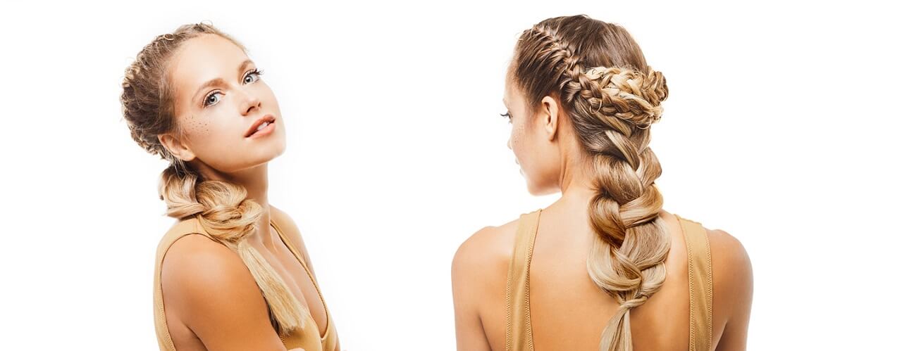 Wearing your easihair Pro extensions in a ponytail Lady showing her easihair pro extensions in a ponytail