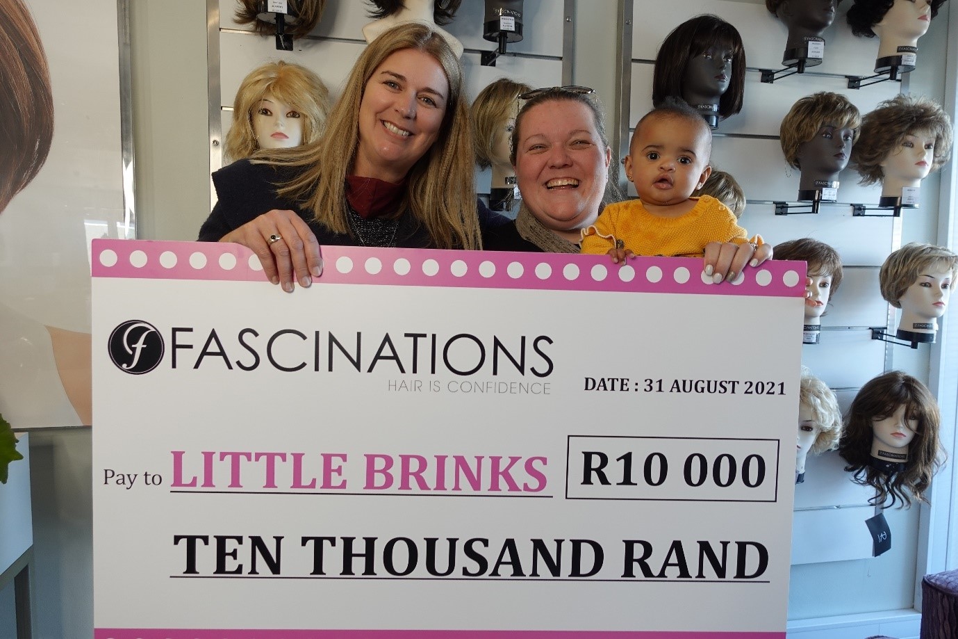 Margaux Randal and Fascinations hair raising money for the Little Brinks Women’s Month Charity Drive