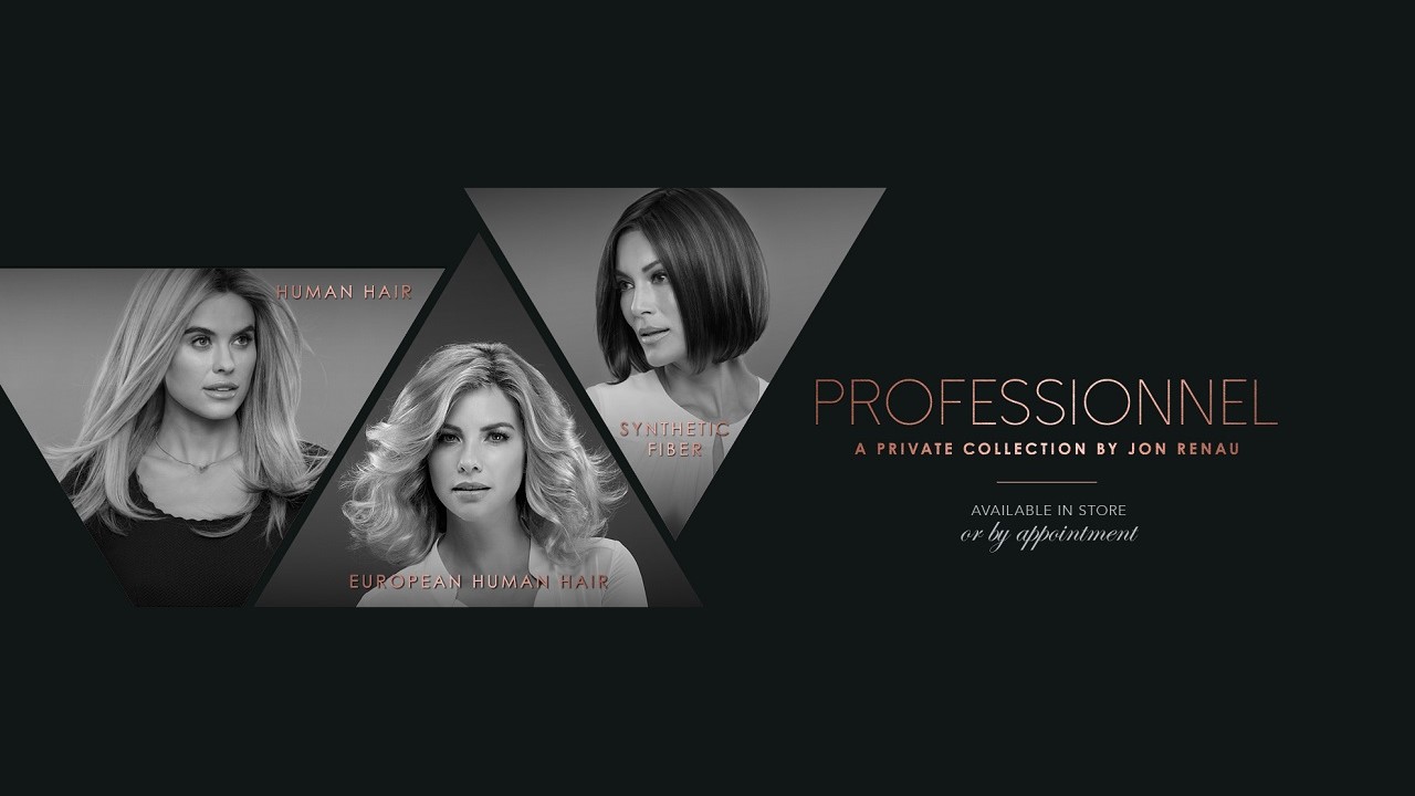 Professional wig collection Various women with hair loss wearing different professional wigs