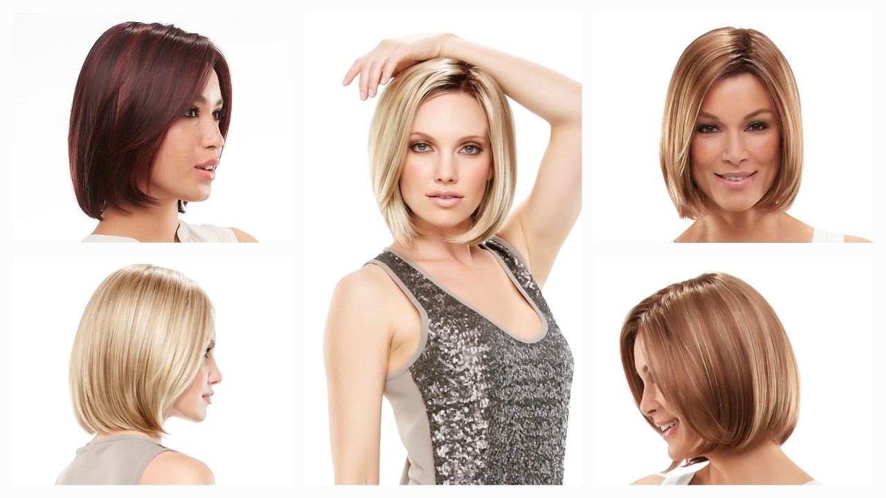 Various women wearing the short length Jon Renau Kristen wig in various colours