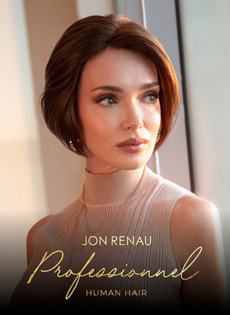 Lady with hair loss wearing a wig from the Jon Renau Nouveau wig collection