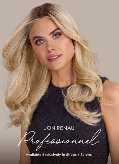 Lady with hair loss wearing a wig from the Jon Renau Nouveau wig collection